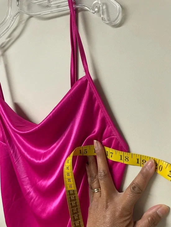 Hot Pink Satin Slip Dress - Picture 5 of 5